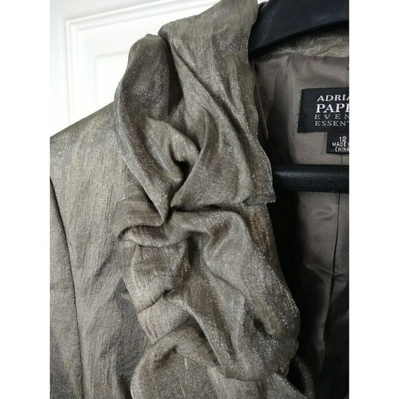 Adrianna Panel Evening Essentials Metallic Taupe Runched Collar Timeless Jacket. - Picture 9 of 14